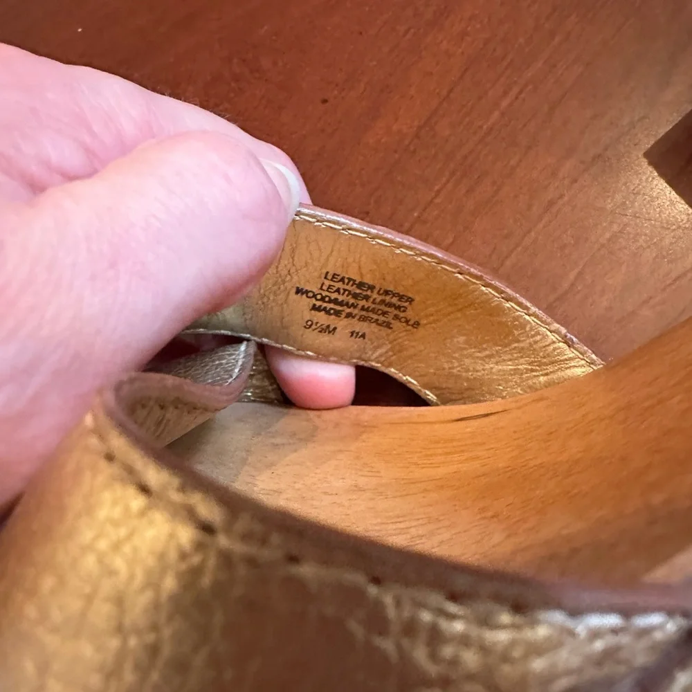 Tory Burch Gold Ridley Sandal with Wood Platform EUC - Picture 7 of 7